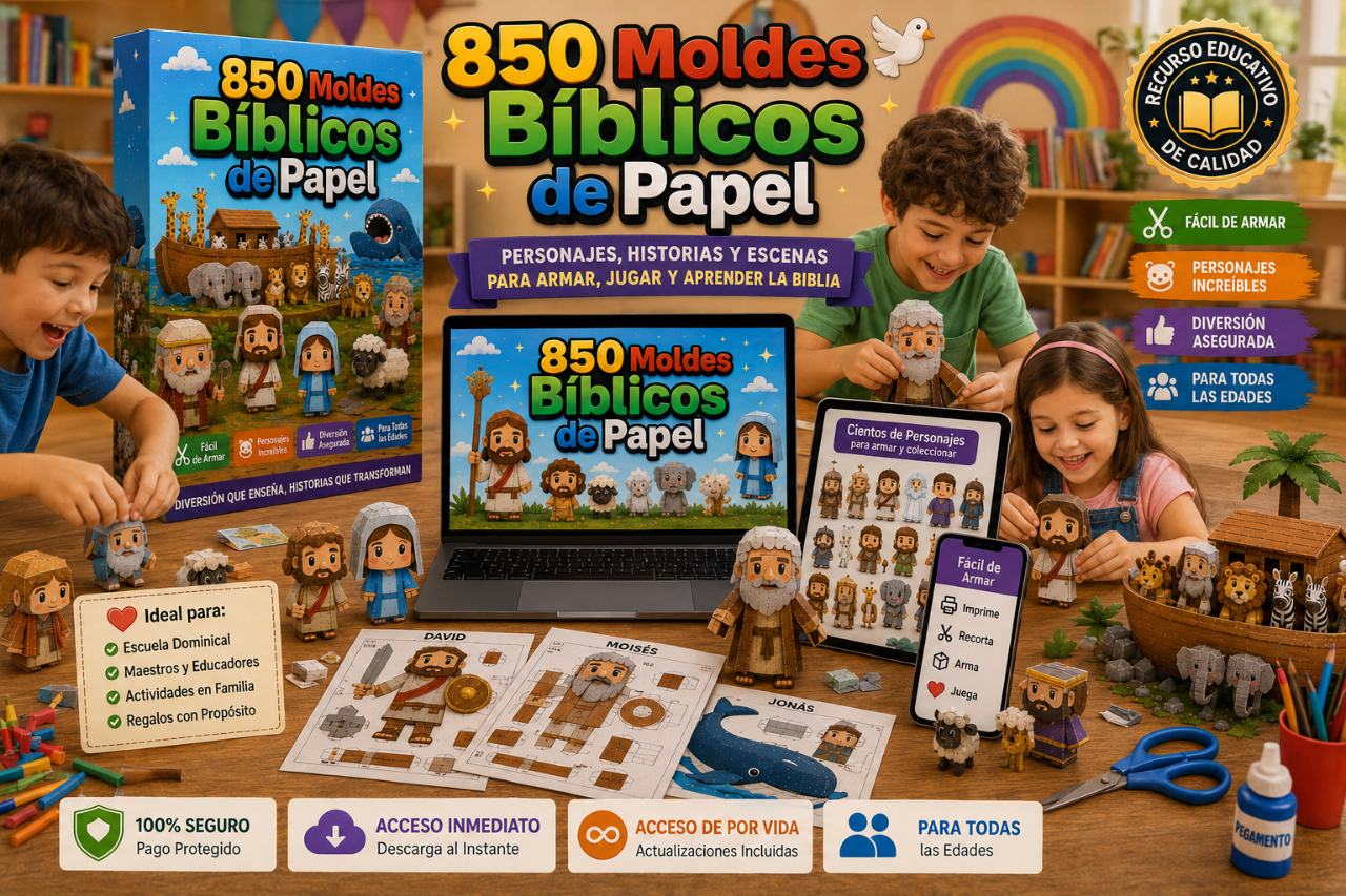 Kit digital de moldes bíblicos de papel — vista previa